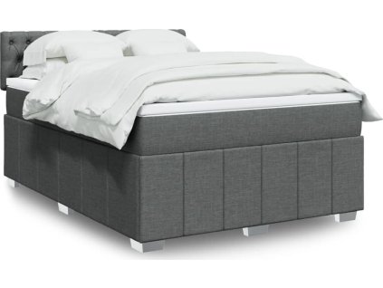 Box spring postel s matrací 140x200 cm textil [3289399] (Barva Tmavě šedá)