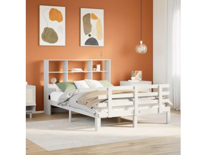 Postel s knihovnou bez matrace 140x200 cm masivní borovice [3322775] (Barva Voskově hnědá)