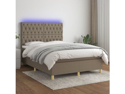 Box spring postel s matrací a LED 140x200 cm textil [3135681] (Barva Taupe)