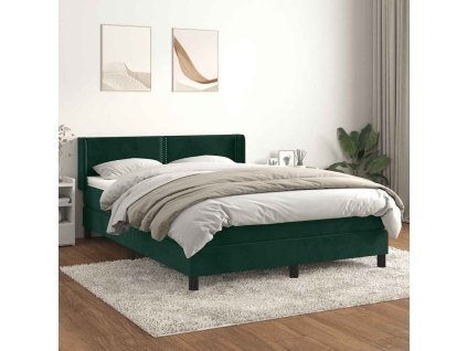 Box spring postel s matrací 140x200 cm samet [3130904] (Barva Tmavě zelená)