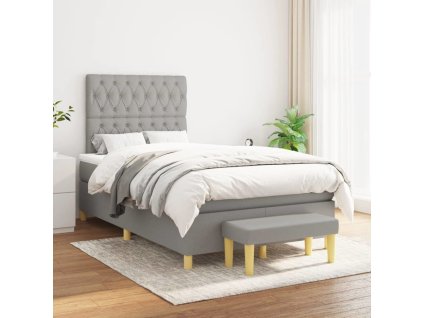 Box spring postel s matrací 120x200 cm textil [3137381] (Barva Světle šedá)