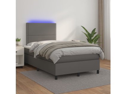 Box spring postel s matrací a LED 120x200 cm umělá kůže [3135875] (Barva Krémová)