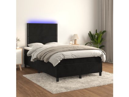 Box spring postel s matrací a LED 120x200 cm samet [3136055] (Barva Černá)