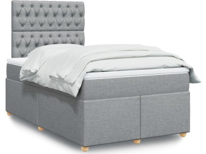 Box spring postel s matrací 120x200 cm textil [3293554] (Barva Světle šedá)