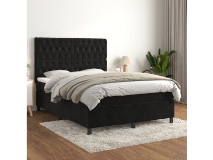 Box spring postel s matrací 140x190 cm samet [3143201] (Barva Černá)