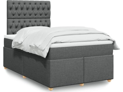 Box spring postel s matrací 120x190 cm textil [3291227] (Barva Tmavě šedá)