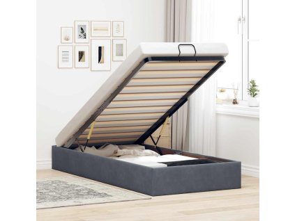 Osmanský rám postele bez matrace 90x200 cm samet [3310938] (Barva Tmavě šedá)