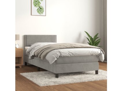 Box spring postel s matrací 100x200 cm samet [3141227] (Barva Světle šedá)