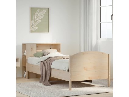 Postel s knihovnou bez matrace 100x200 cm masivní borovice [3323080] (Barva Přírodní)