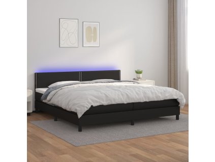 Box spring postel s matrací a LED 200x200 cm umělá kůže [3134183] (Barva Černá)