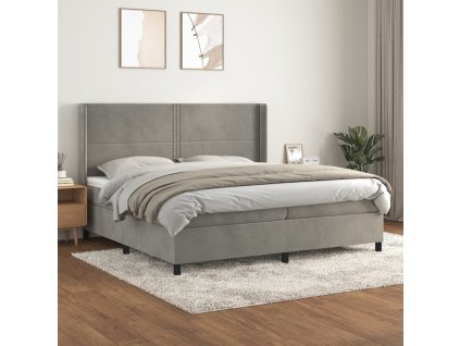 Box spring postel s matrací 200x200 cm samet [3132639] (Barva Světle šedá)