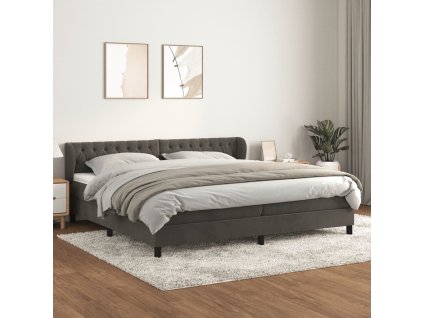 Box spring postel s matrací 200x200 cm samet [3127692] (Barva Tmavě šedá)