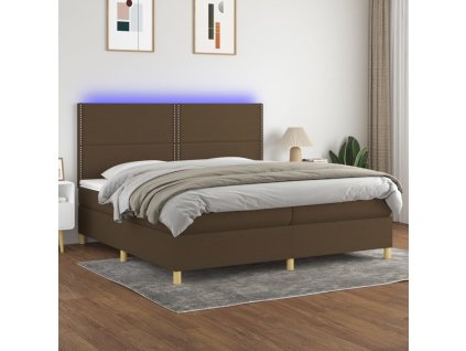 Box spring postel s matrací a LED 200x200 cm textil [3135384] (Barva Tmavě hnědá)