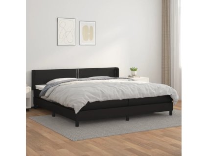 Box spring postel s matrací 200x200 cm umělá kůže [3130739] (Barva Černá)