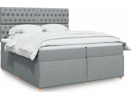 Box spring postel s matrací 200x200 cm textil [3291394] (Barva Světle šedá)