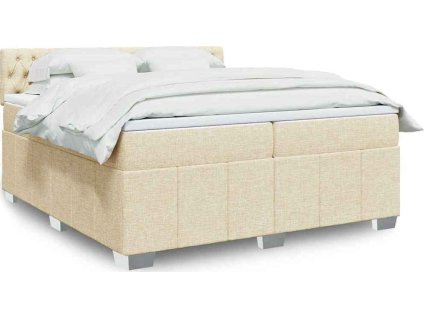 Box spring postel s matrací 200x200 cm textil [3287187] (Barva Krémová)