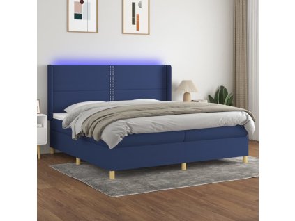 Box spring postel s matrací a LED 200x200 cm textil [3138827] (Barva Modrá)
