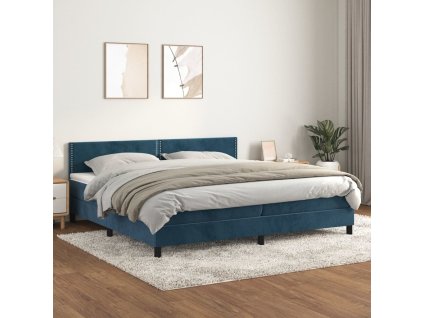 Box spring postel s matrací 200x200 cm samet [3141267] (Barva Tmavě moddrá)
