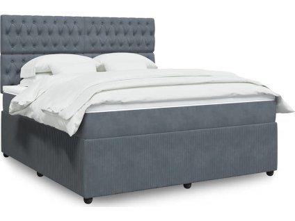 Box spring postel s matrací 180x200 cm samet [3294713] (Barva Tmavě šedá)