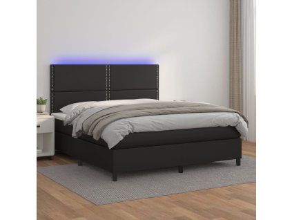 Box spring postel matrace a LED 180x200cm umělá kůže [3135900] (Barva Hnědá)