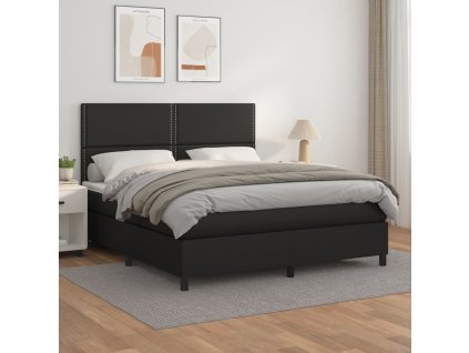 Box spring postel s matrací 180 x 200 cm umělá kůže [3142799] (Barva Krémová)