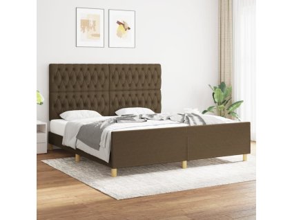 Rám postele s čelem 180x200 cm textil [3125319] (Barva Tmavě hnědá)
