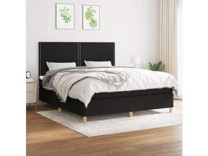 Box spring postel s matrací 180x200 cm textil [3142275] (Barva Černá)