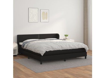 Box spring postel s matrací 180x200 cm umělá kůže [3127265] (Barva Černá)
