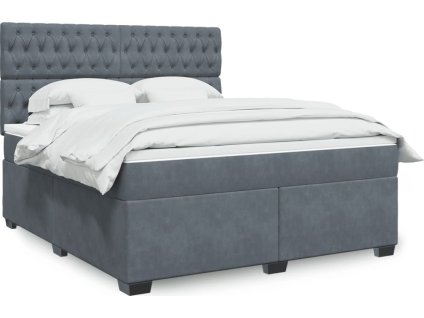 Box spring postel s matrací 180x200 cm samet [3290985] (Barva Tmavě šedá)