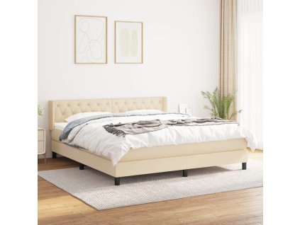 Box spring postel s matrací 160 x 200 cm textil [3129966] (Barva Krémová)