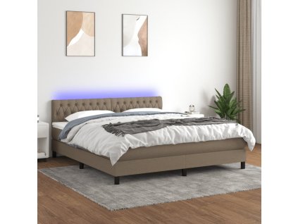 Box spring postel s matrací a LED 160x200 cm textil [3133409] (Barva Taupe)