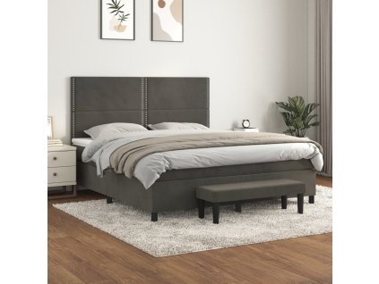 Box spring postel s matrací 160x200 cm samet [3137792] (Barva Tmavě šedá)
