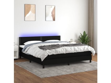 Box spring postel s matrací a LED 160x200 cm textil [3133087] (Barva Černá)