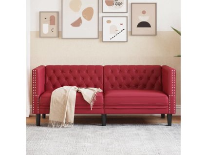 Pohovka Chesterfield 2místná umělá kůže [372663] (Barva vínová)