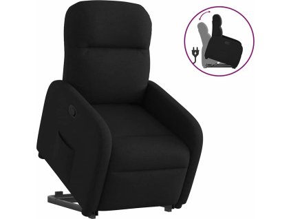 Zvedací polohovací křeslo textil [3302974] (Barva Černá)