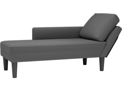 Lenoška s polštářem manšestr textil [4009816] (Barva Tmavě šedá)