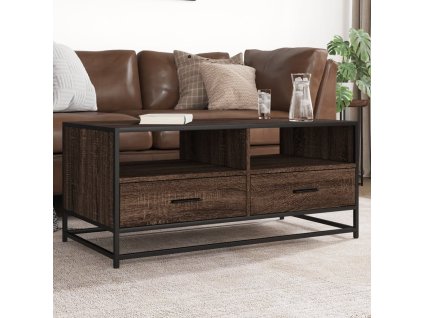 Konferenční stolek 100x50x45 cm kompozitní dřevo a kov [848788] (Barva Hnědý dub)