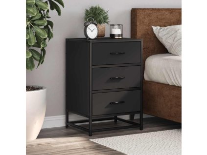 Noční stolek 40x34,5x60 cm kompozitní dřevo a kov [848719] (Barva Černá)