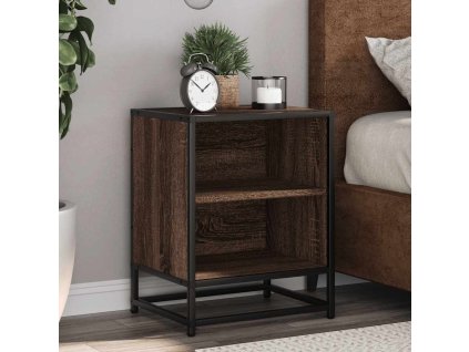Noční stolek 40x31x50 cm kompozitní dřevo a kov [848707] (Barva Hnědý dub)