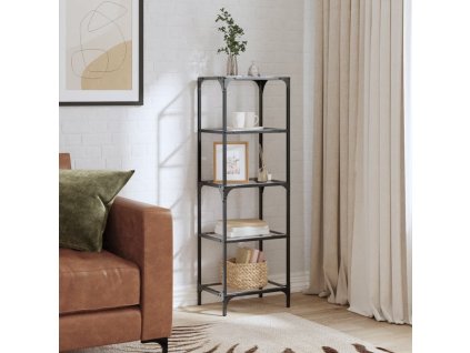 Úložný regál s černou skleněnou deskou 40 x 30 x 123 cm ocel [846040] (Barva Transparentní)