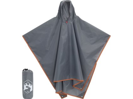 Pláštěnka pončo s kapucí 2 v 1 223 x 145 cm [4004199] (Barva Šedá a oranžová)