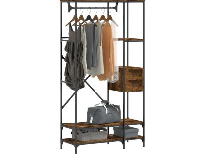 Stojan na oblečení s policemi kompozitní dřevo [847861] (Barva Kouřový dub)