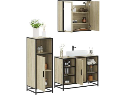 3dílný set koupelnového nábytku kompozitní dřevo [3300971] (Barva dub sonoma)