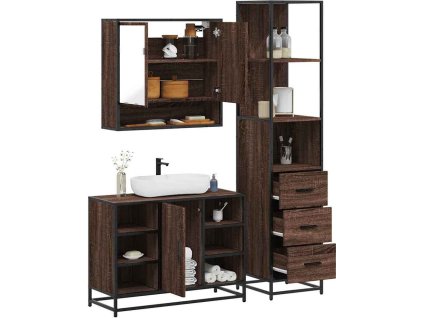 3dílný set koupelnového nábytku kompozitní dřevo [3301180] (Barva Černá)