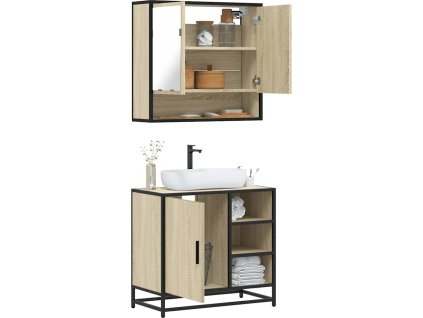 2dílný set koupelnového nábytku kompozitní dřevo [3300935] (Barva Černá)