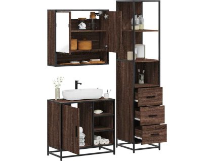 3dílný set koupelnového nábytku kompozitní dřevo [3301175] (Barva Černá)