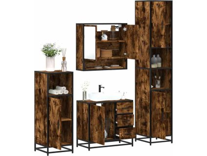 4dílný set koupelnového nábytku kompozitní dřevo [3301228] (Barva Šedá sonoma)