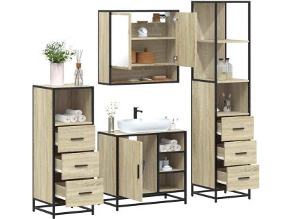 4dílný set koupelnového nábytku kompozitní dřevo [3301295] (Barva Černá)