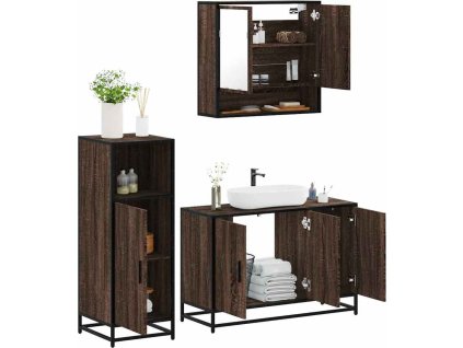 3dílný set koupelnového nábytku kompozitní dřevo [3300980] (Barva Černá)