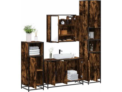 4dílný set koupelnového nábytku kompozitní dřevo [3301194] (Barva Hnědý dub)